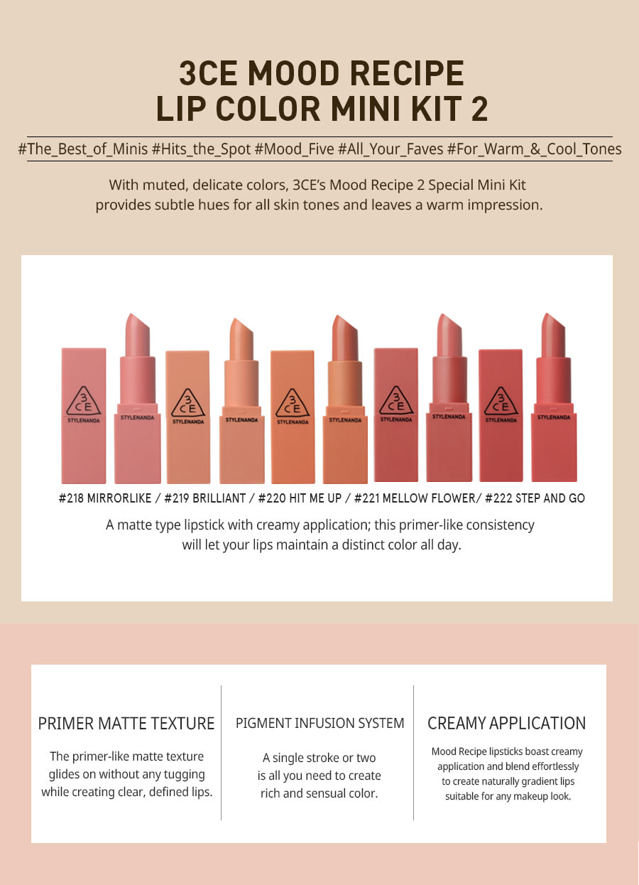 3CE / 3 CONCEPT EYES - Mood Recipe Lip Color Mini Kit 2