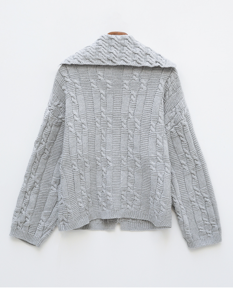 Icecream12 - Cardigan à capuche en tricot torsadé à manches longues