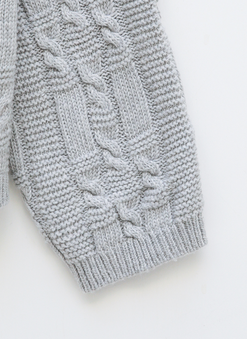 Icecream12 - Cardigan à capuche en tricot torsadé à manches longues