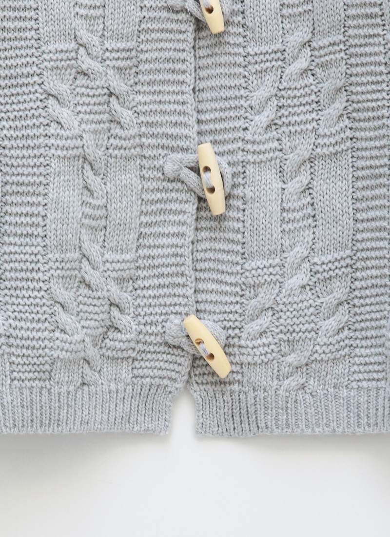 Icecream12 - Cardigan à capuche en tricot torsadé à manches longues