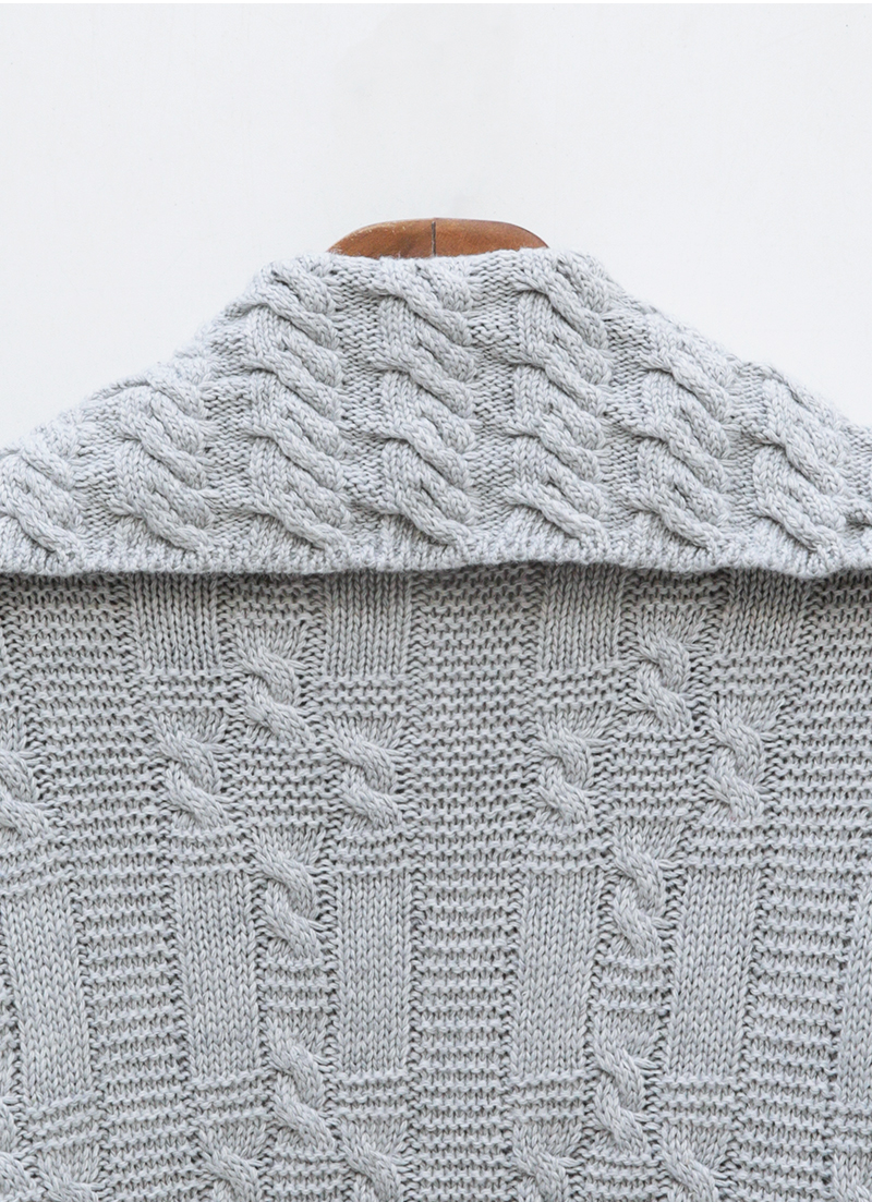 Icecream12 - Cardigan à capuche en tricot torsadé à manches longues