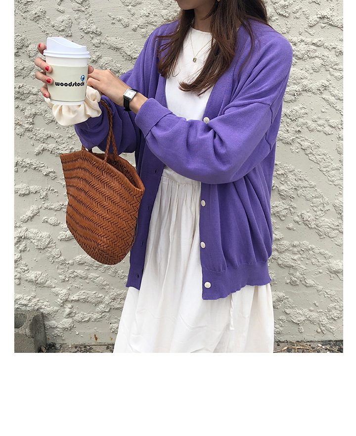 Rosy.B - Plain Oversized Knit Cardigan