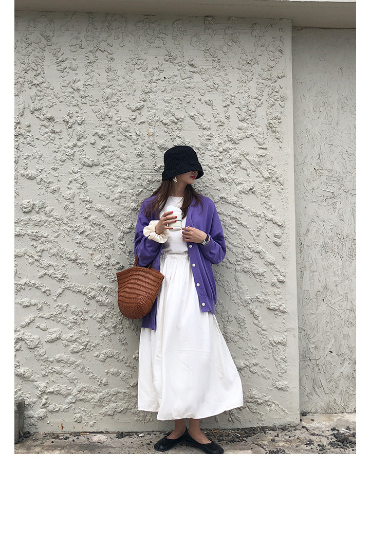 Rosy.B - Plain Oversized Knit Cardigan