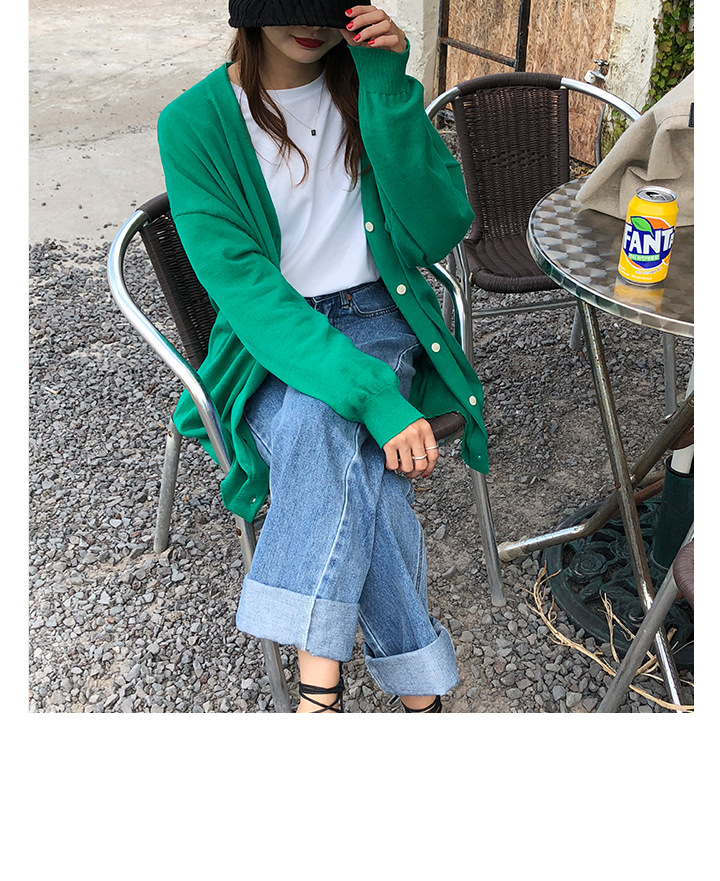 Rosy.B - Plain Oversized Knit Cardigan
