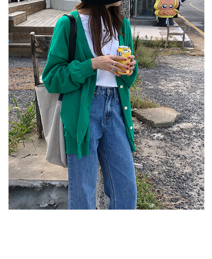Rosy.B - Plain Oversized Knit Cardigan