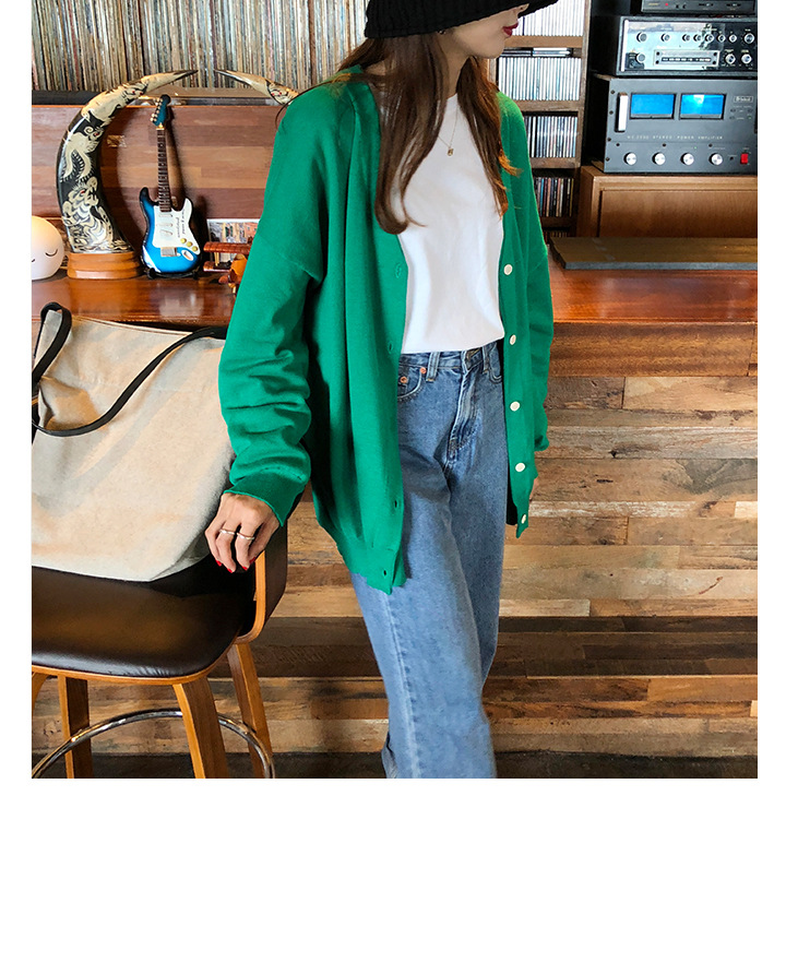Rosy.B - Plain Oversized Knit Cardigan