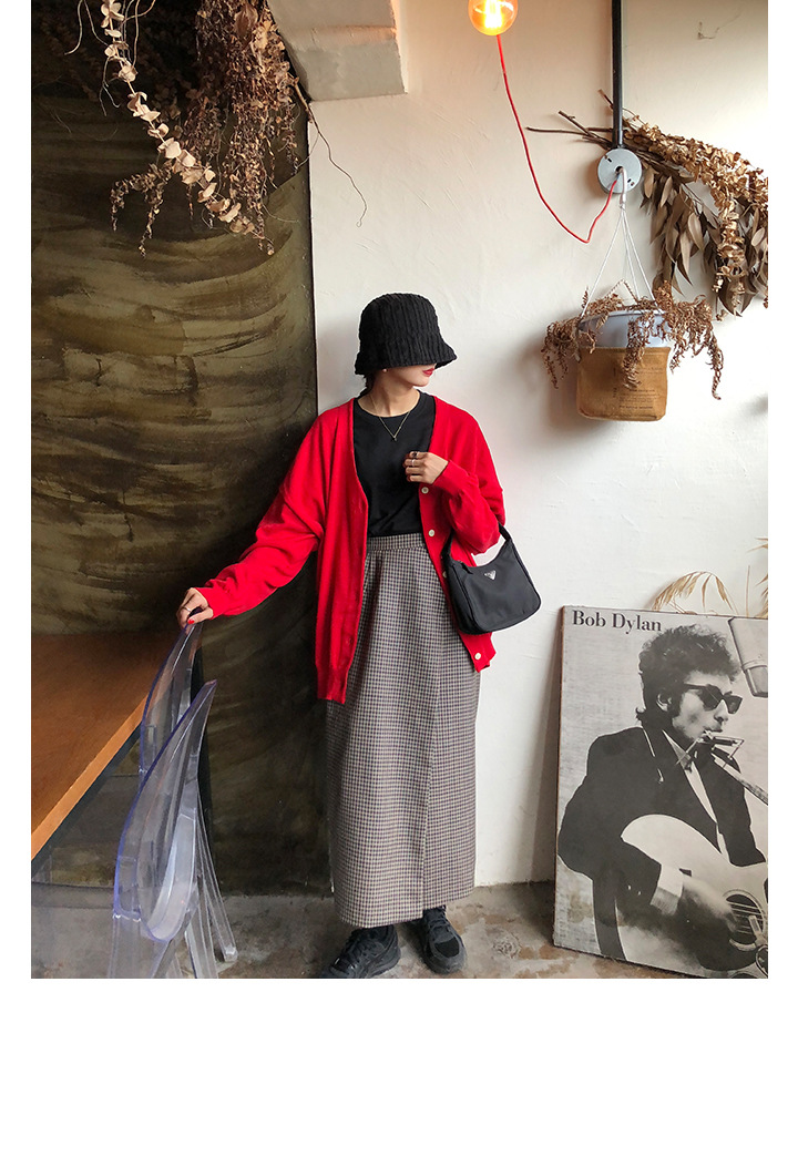 Rosy.B - Plain Oversized Knit Cardigan