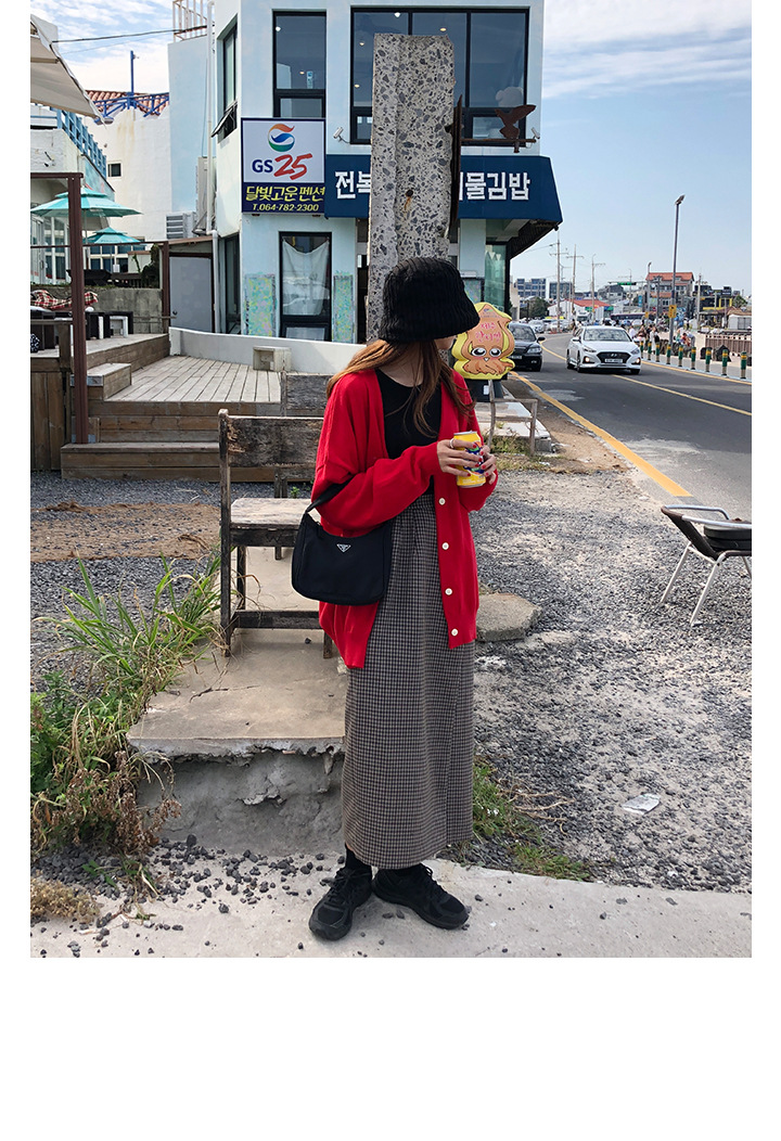 Rosy.B - Plain Oversized Knit Cardigan