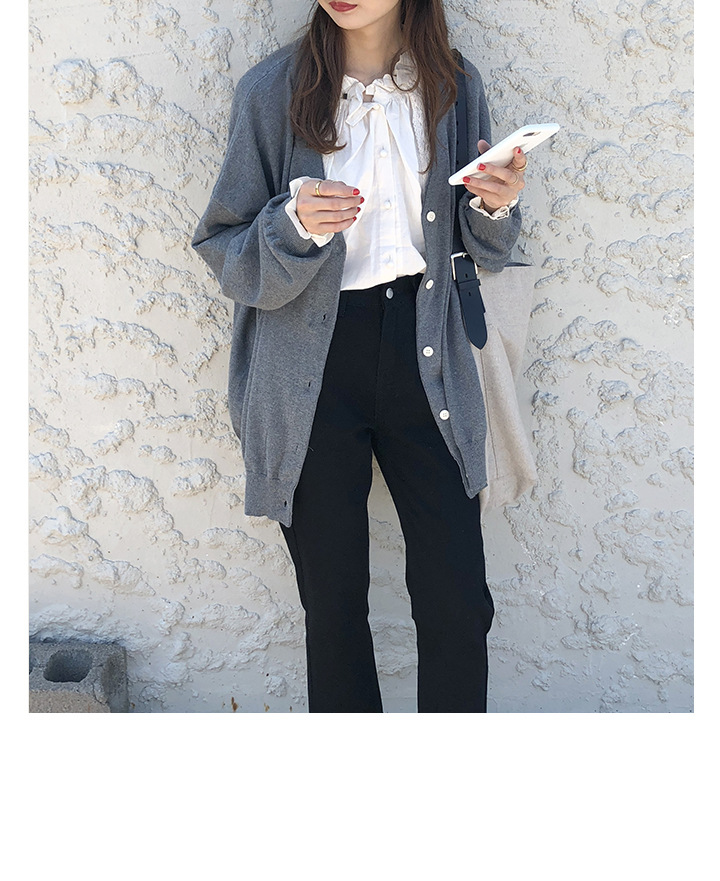 Rosy.B - Plain Oversized Knit Cardigan