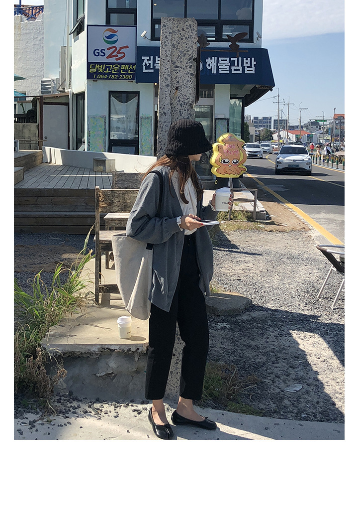 Rosy.B - Plain Oversized Knit Cardigan