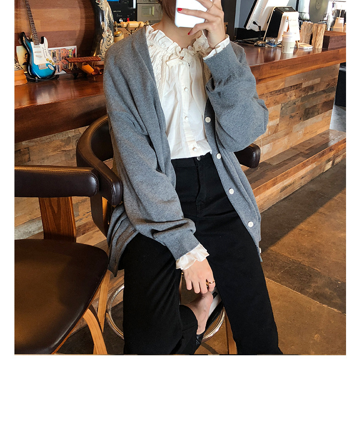 Rosy.B - Plain Oversized Knit Cardigan