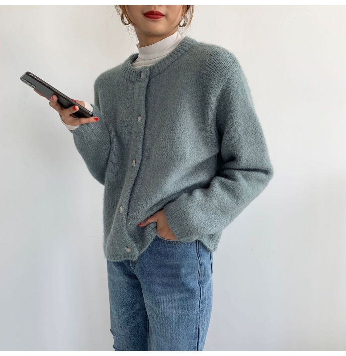 Rosy.B - Long-Sleeve Button Front Knit Cardigan