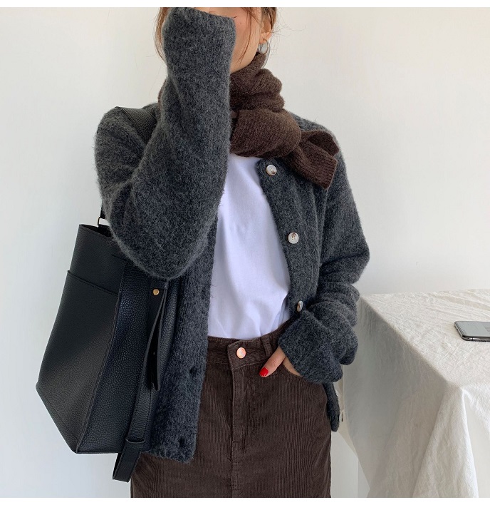 Rosy.B - Long-Sleeve Button Front Knit Cardigan