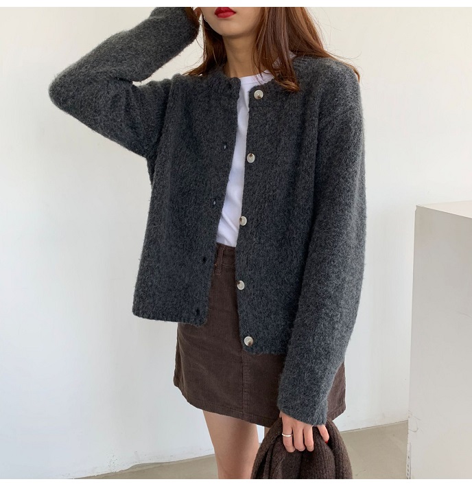 Rosy.B - Long-Sleeve Button Front Knit Cardigan