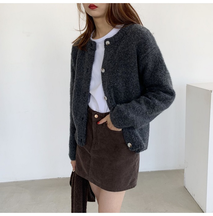 Rosy.B - Long-Sleeve Button Front Knit Cardigan