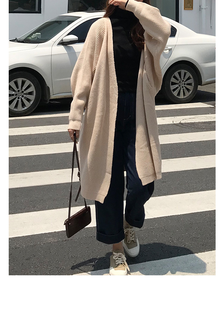 Rosy.B - Long-Sleeve Ribbed Open Cardigan