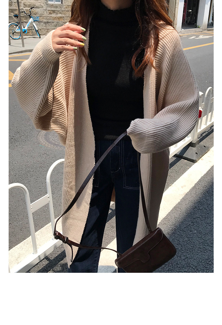Rosy.B - Long-Sleeve Ribbed Open Cardigan
