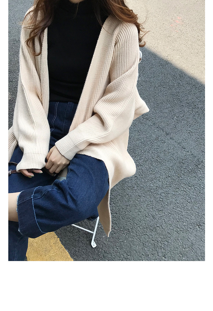 Rosy.B - Long-Sleeve Ribbed Open Cardigan