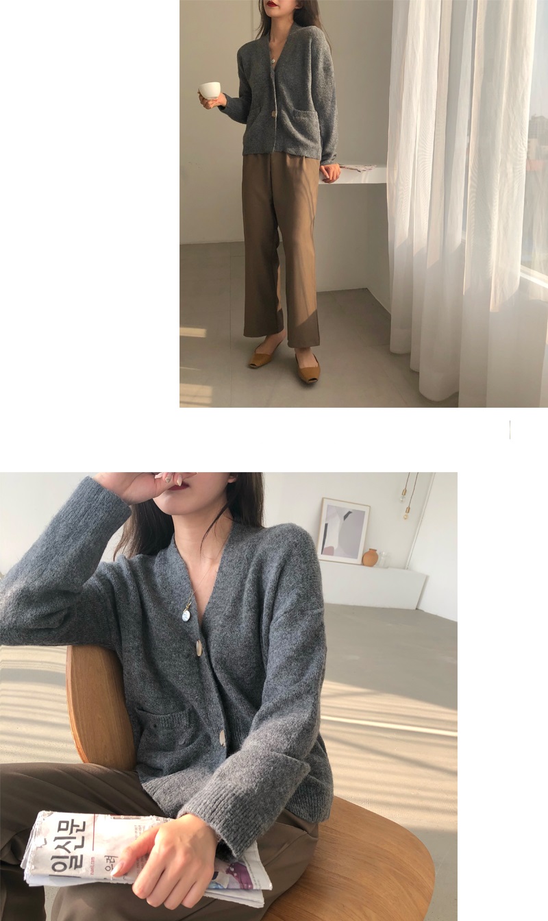 Souland - Cardigan en tricot uni à manches longues