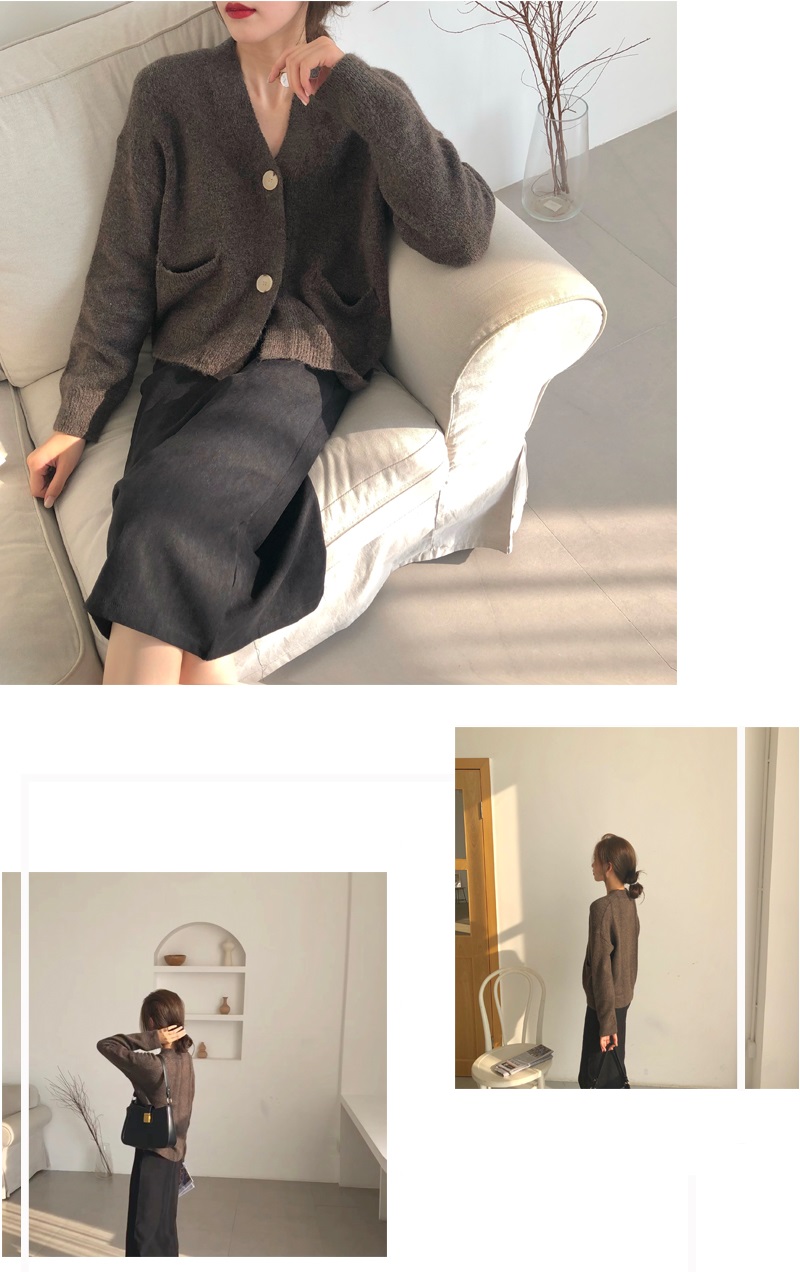 Souland - Cardigan en tricot uni à manches longues