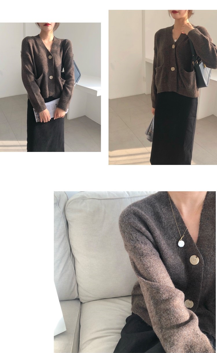Souland - Cardigan en tricot uni à manches longues
