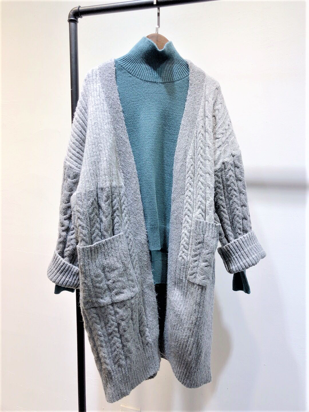 Souland - Cardigan long ouvert en tricot torsadé