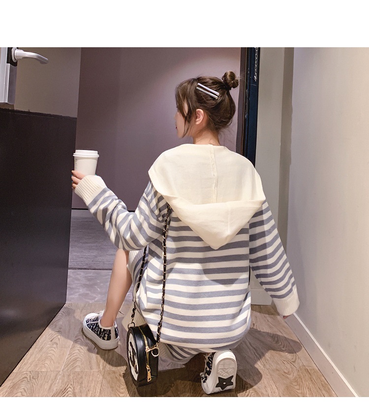 Bbuckkooki - Robe en tricot à col rond à manches longues + écharpe