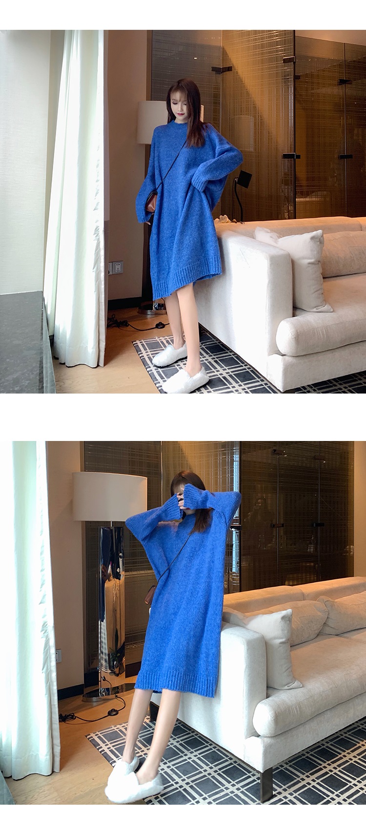 Bbuckkooki - Robe en maille oversize à col rond