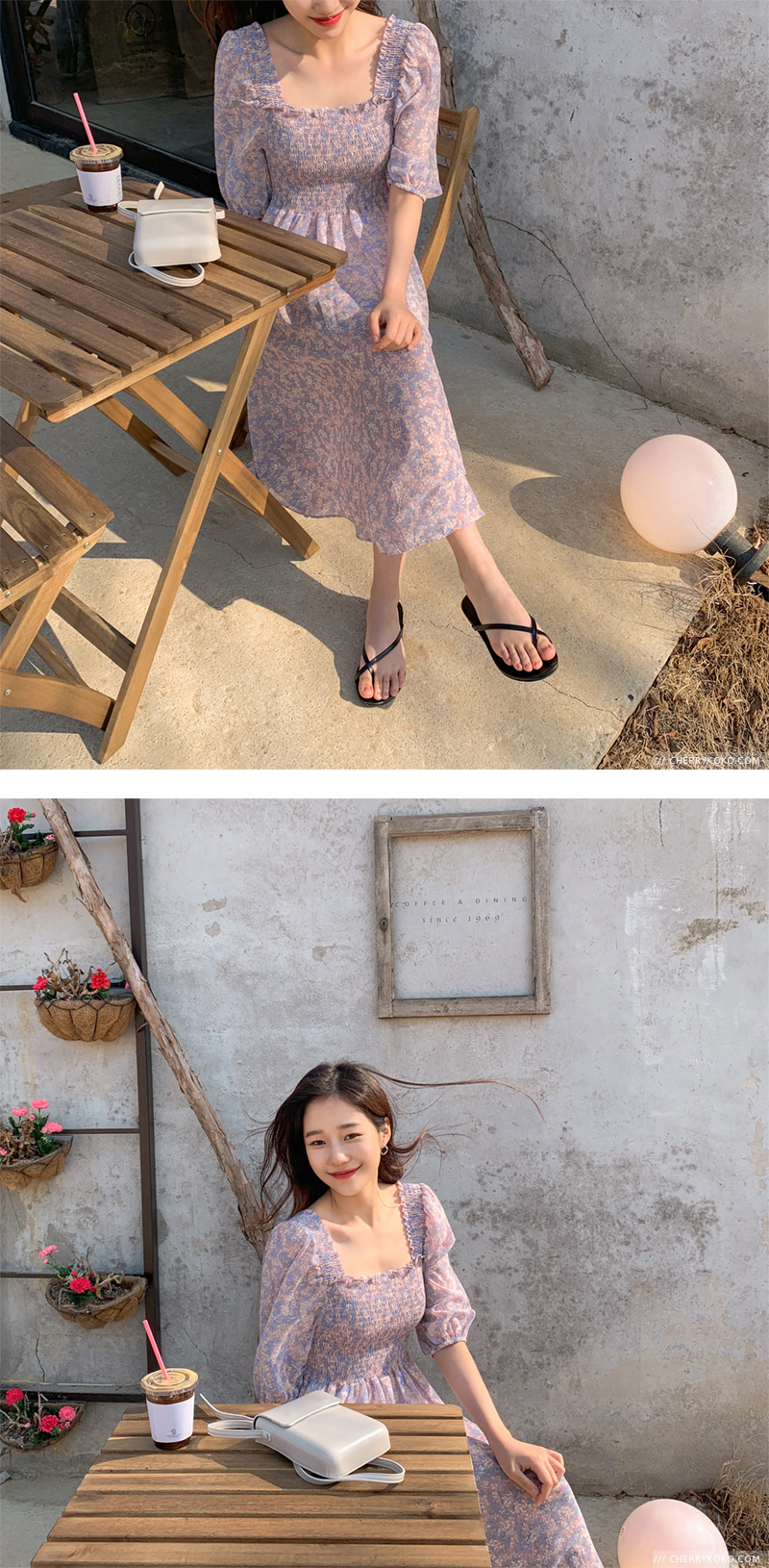 CHERRYKOKO - Smocked Floral Printed Dress