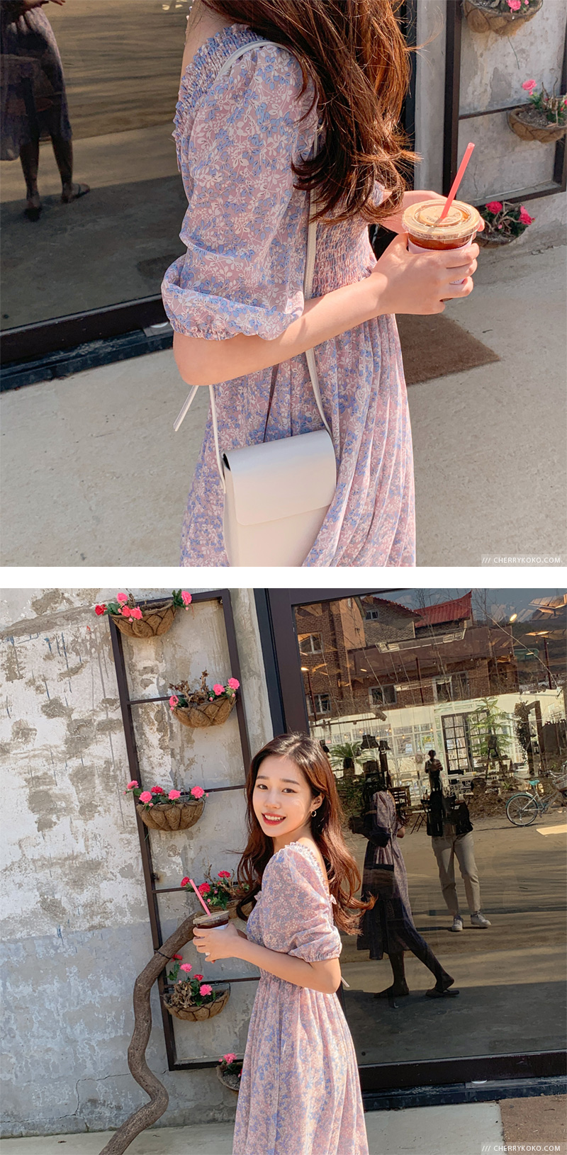CHERRYKOKO - Smocked Floral Printed Dress
