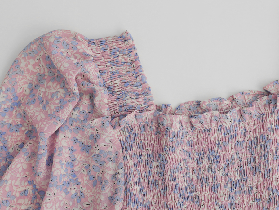 CHERRYKOKO - Smocked Floral Printed Dress