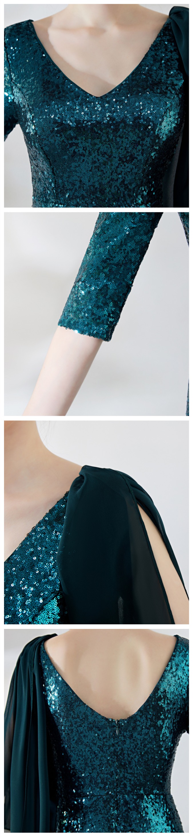 Placard de Cendrillon - Mini-robe de soirée pailletée à manches courtes et col en V