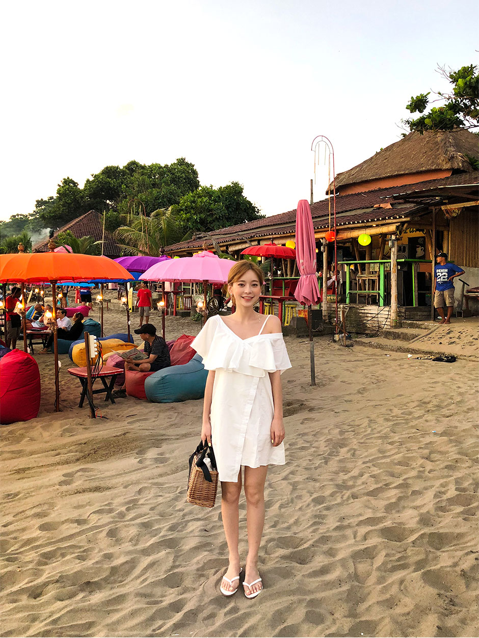 chuu - Single-Shoulder Buttoned Mini A-Line Dress
