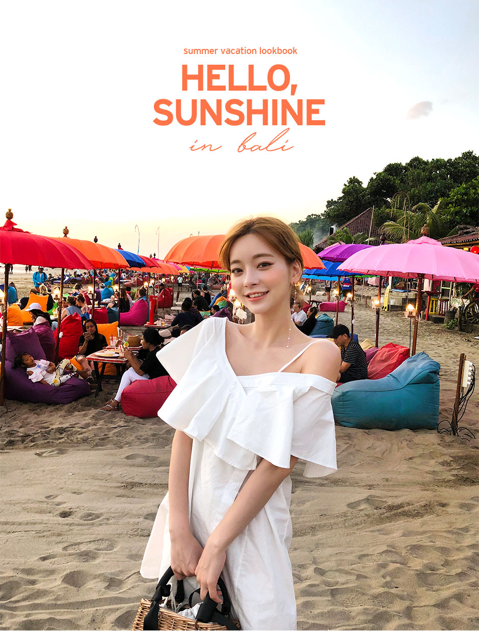 chuu - Single-Shoulder Buttoned Mini A-Line Dress