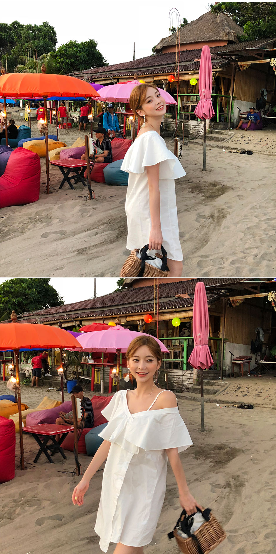 chuu - Single-Shoulder Buttoned Mini A-Line Dress