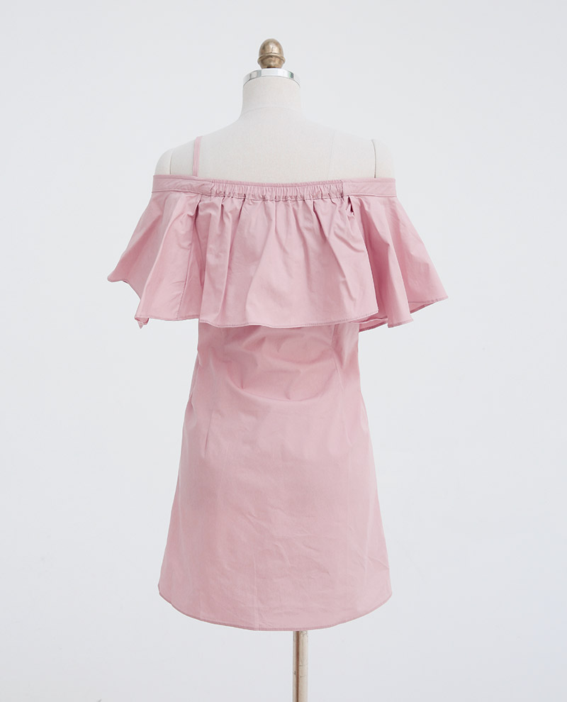 chuu - Single-Shoulder Buttoned Mini A-Line Dress