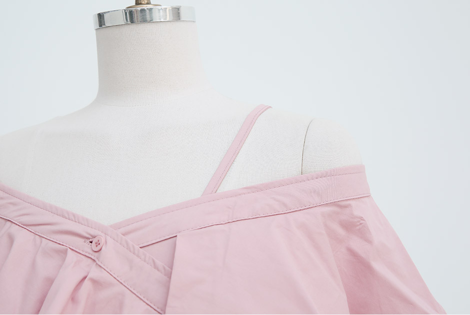 chuu - Single-Shoulder Buttoned Mini A-Line Dress