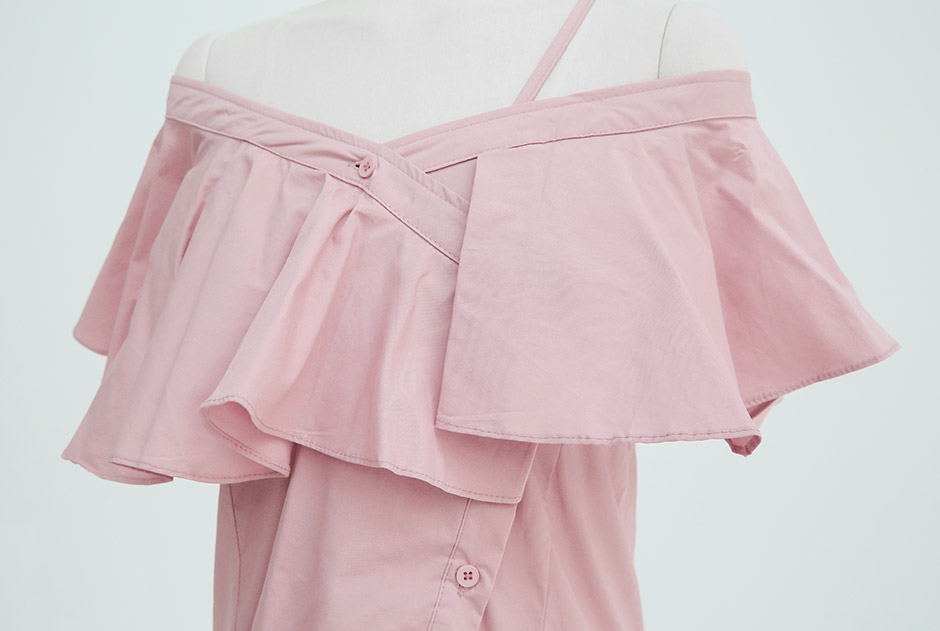 chuu - Single-Shoulder Buttoned Mini A-Line Dress
