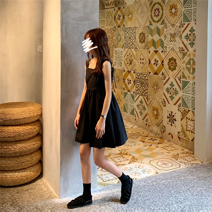 MissLady - Wide Strap Plain Dress