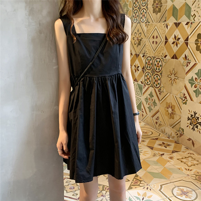 MissLady - Wide Strap Plain Dress