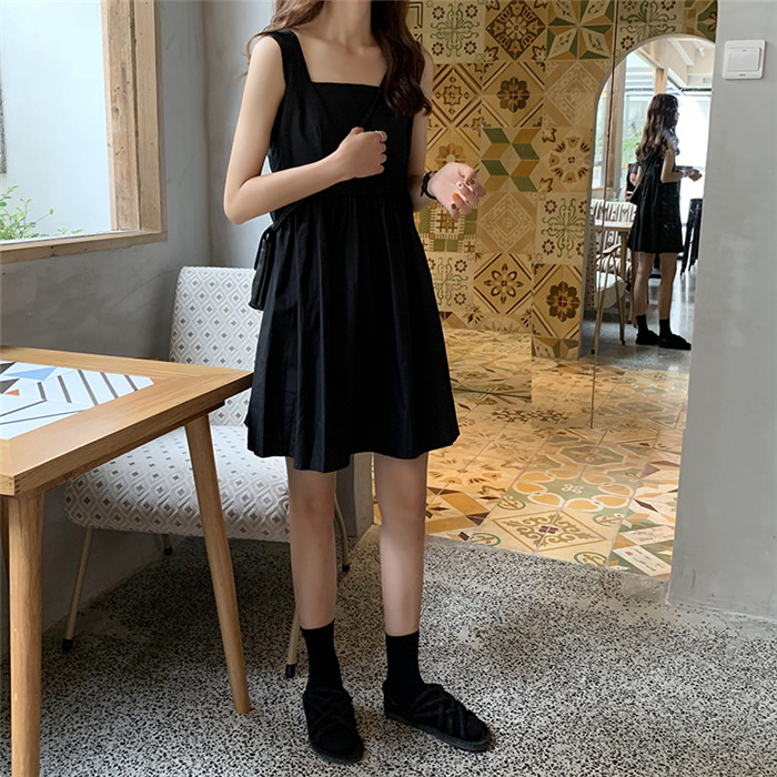 MissLady - Wide Strap Plain Dress