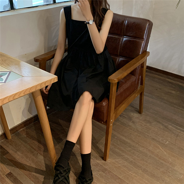 MissLady - Wide Strap Plain Dress