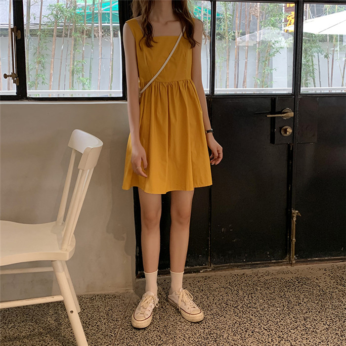 MissLady - Wide Strap Plain Dress