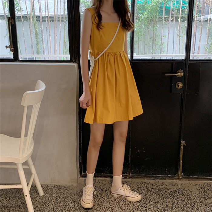MissLady - Wide Strap Plain Dress