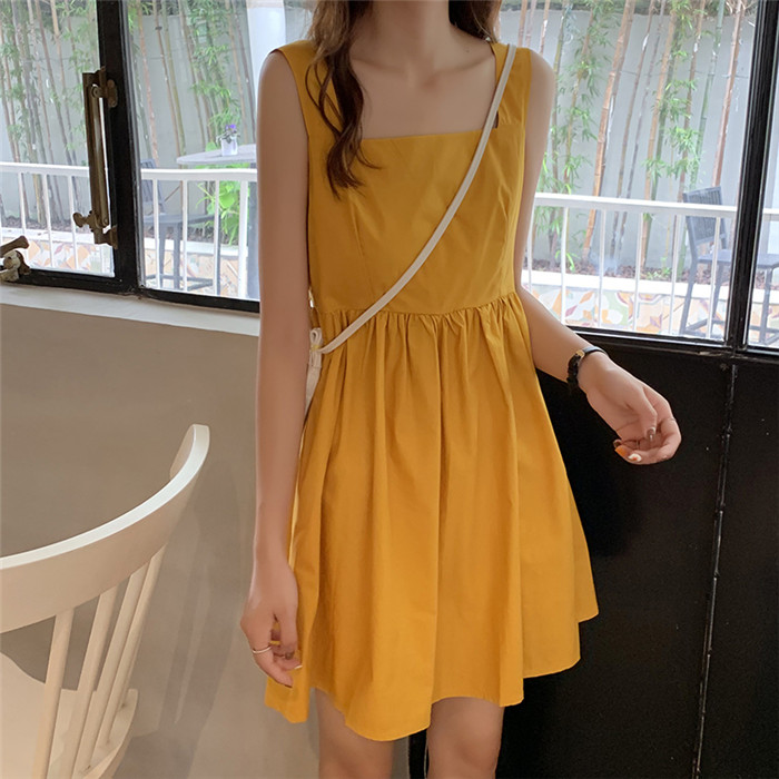 MissLady - Wide Strap Plain Dress