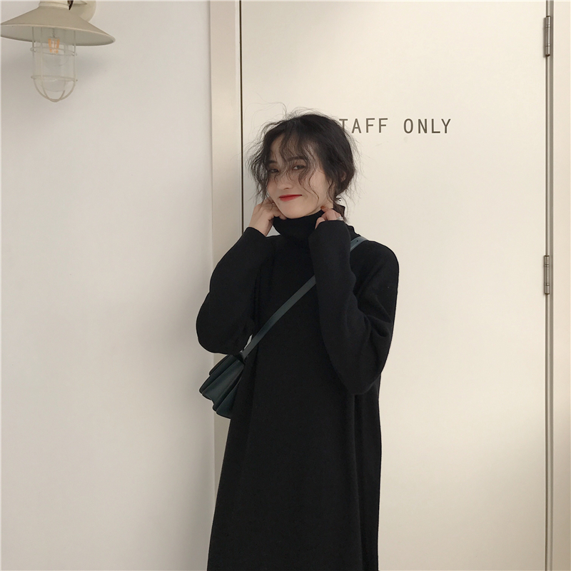 MissLady - Robe en maille oversize unie à col roulé