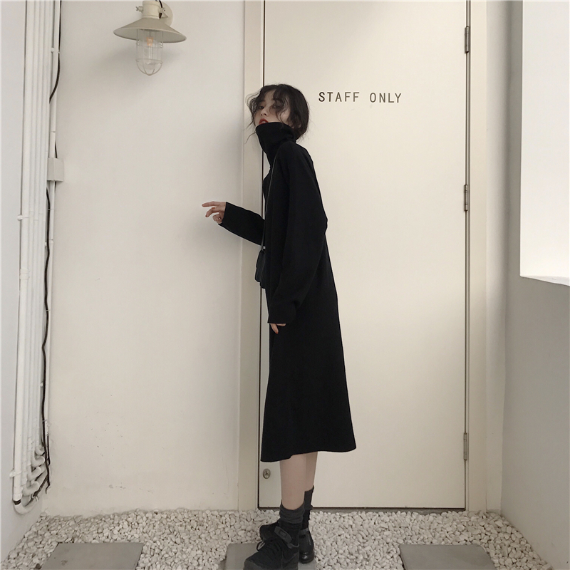 MissLady - Robe en maille oversize unie à col roulé