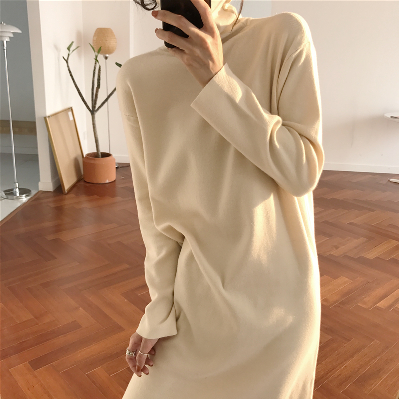 MissLady - Robe en maille oversize unie à col roulé