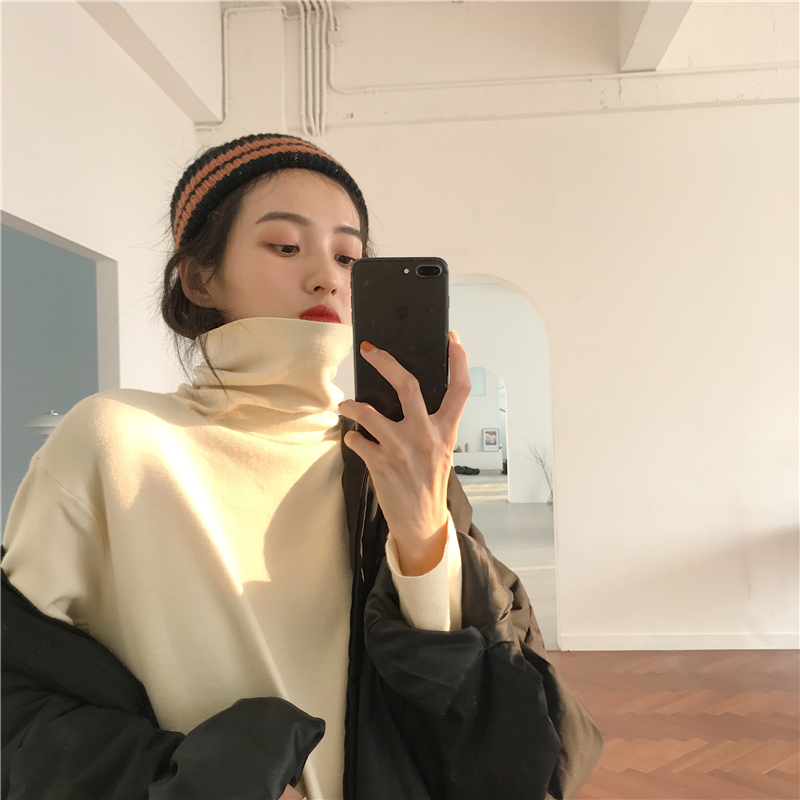MissLady - Robe en maille oversize unie à col roulé