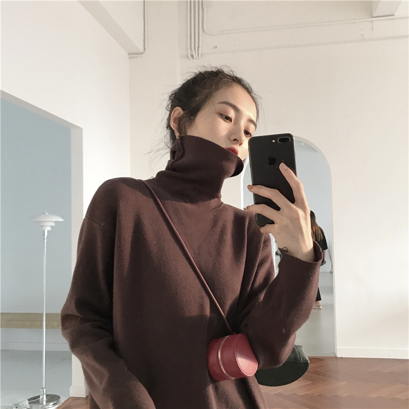 MissLady - Robe en maille oversize unie à col roulé